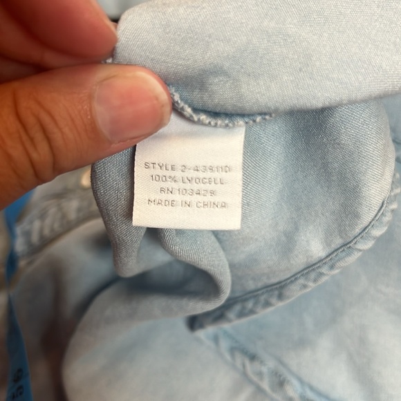 Light Blue Denim Shirt Sleeve Button Down Intro. Shirt - Picture 6 of 6